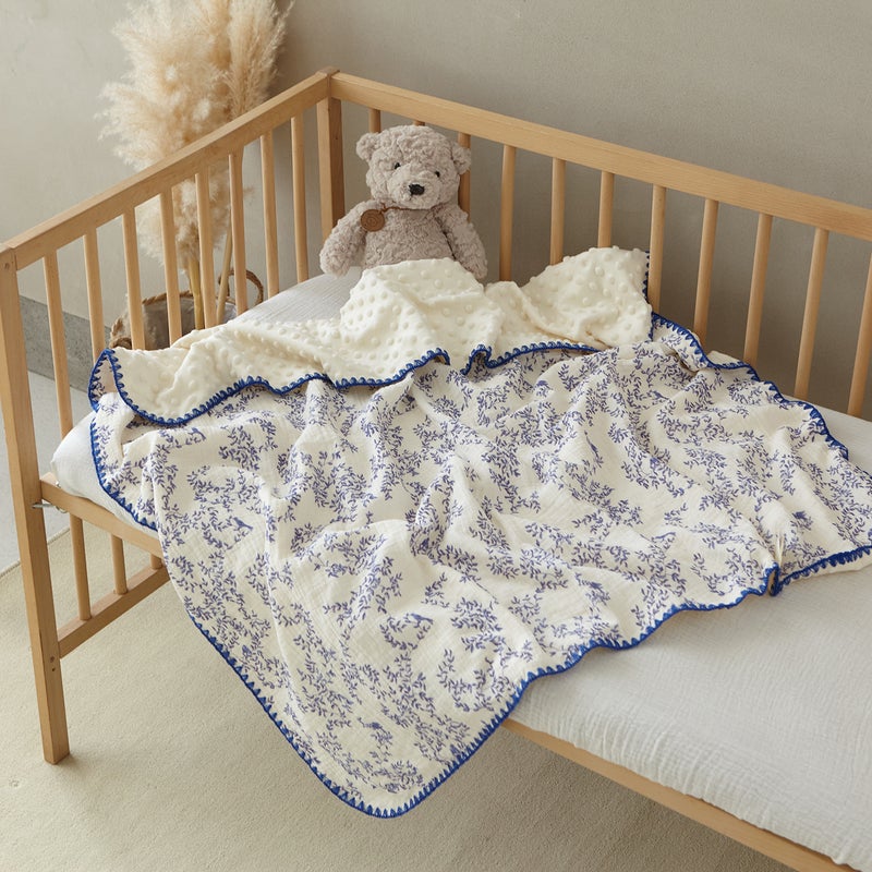 Baby Beanie Blanket Four Seasons Gauze Air Conditioning Quilt Children'S Cotton Wrinkle Baby Blanket Cartoon Pure Cotton Comfort Blanket - Image 1